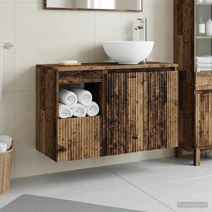 Set de mobilier pentru baie 2 buc. Lemn vechi Lemn prelucrat WALTI