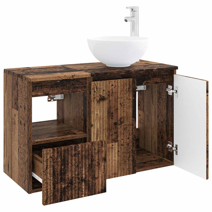 Set de mobilier pentru baie 2 buc. Lemn vechi Lemn prelucrat WALTI
