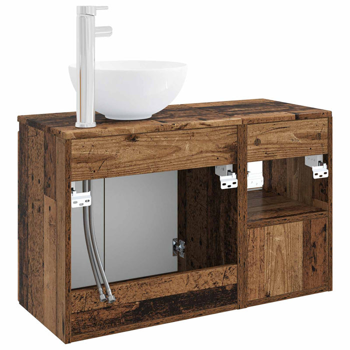 Set de mobilier pentru baie 2 buc. Lemn vechi Lemn prelucrat WALTI