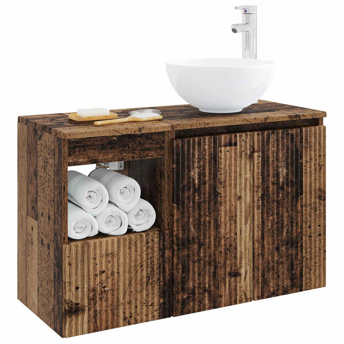 Set de mobilier pentru baie 2 buc. Lemn vechi Lemn prelucrat WALTI