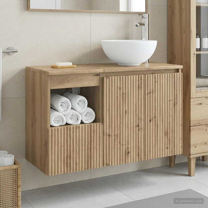 Set de mobilier pentru baie 2 buc. Stejar Artizanal WALTI