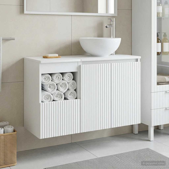 Set de mobilier pentru baie 2 buc. Alb Lemn prelucrat WALTI