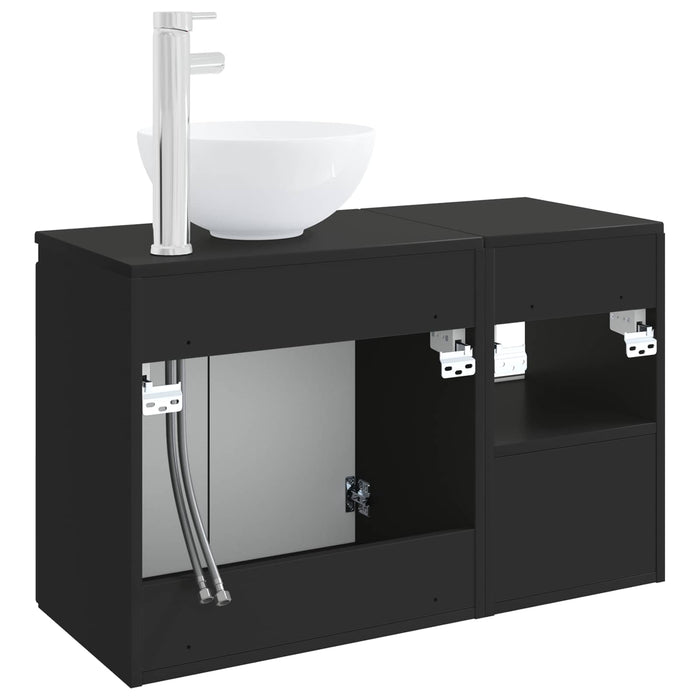 Set de mobilier pentru baie 2 buc. Negru Lemn prelucrat WALTI