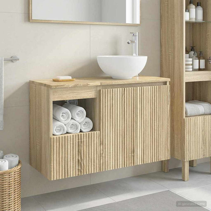 Set de mobilier pentru baie 2 buc. Stejar Sonoma Lemn prelucrat WALTI