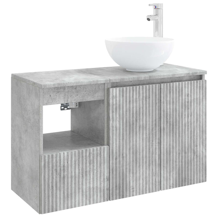 Set de mobilier pentru baie 2 buc. Gri Beton Lemn prelucrat WALTI