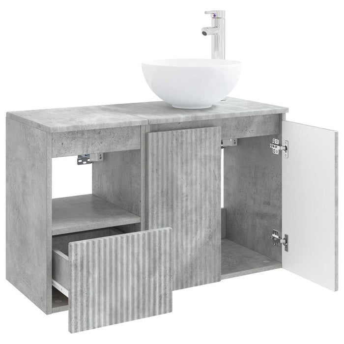 Set de mobilier pentru baie 2 buc. Gri Beton Lemn prelucrat WALTI