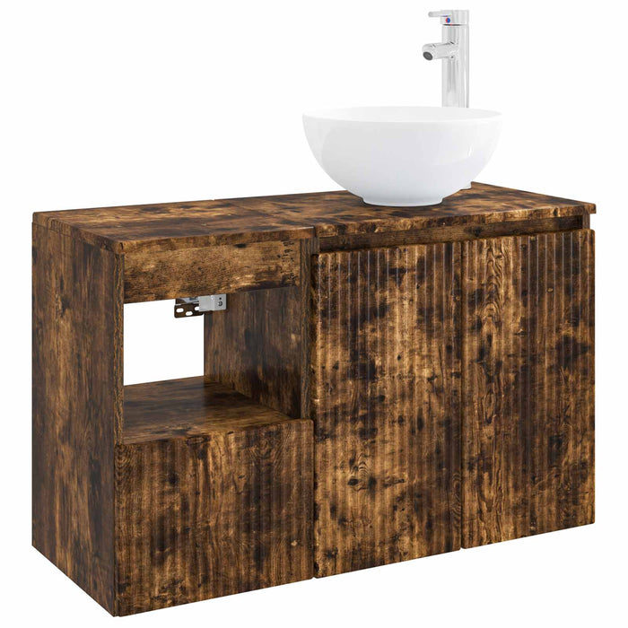 Set de mobilier pentru baie 2 buc. Stejar fumuriu WALTI