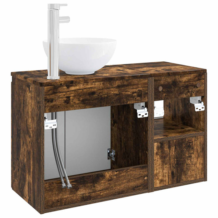 Set de mobilier pentru baie 2 buc. Stejar fumuriu WALTI