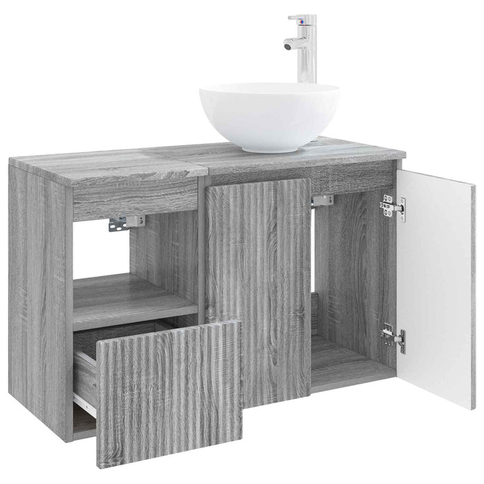 Set de mobilier pentru baie 2 buc. Sonoma gri Lemn prelucrat WALTI