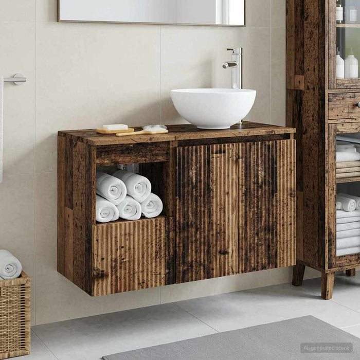 Set de mobilier pentru baie 2 buc. Lemn vechi Lemn prelucrat WALTI