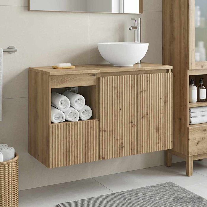 Set de mobilier pentru baie 2 buc. Stejar Artizanal WALTI