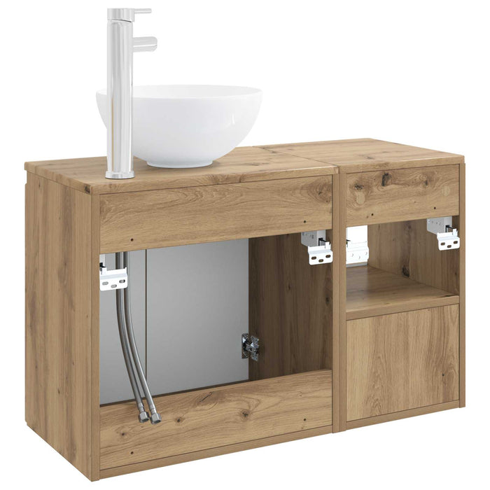 Set de mobilier pentru baie 2 buc. Stejar Artizanal WALTI