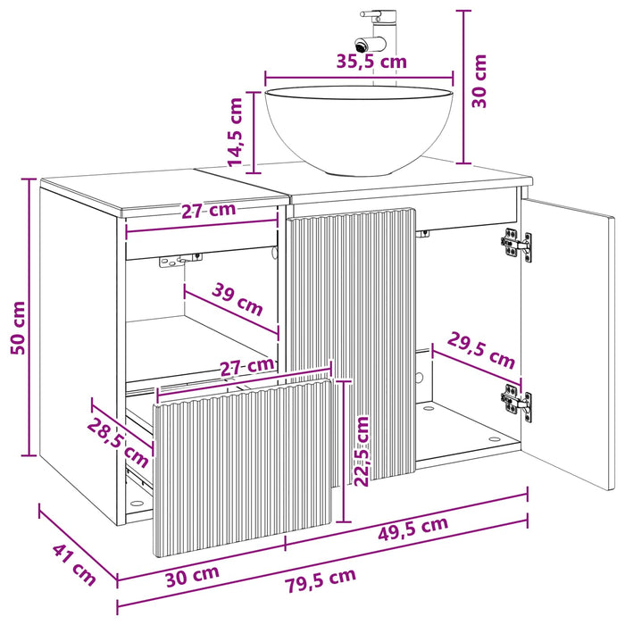 Set de mobilier pentru baie 2 buc. Stejar Artizanal WALTI