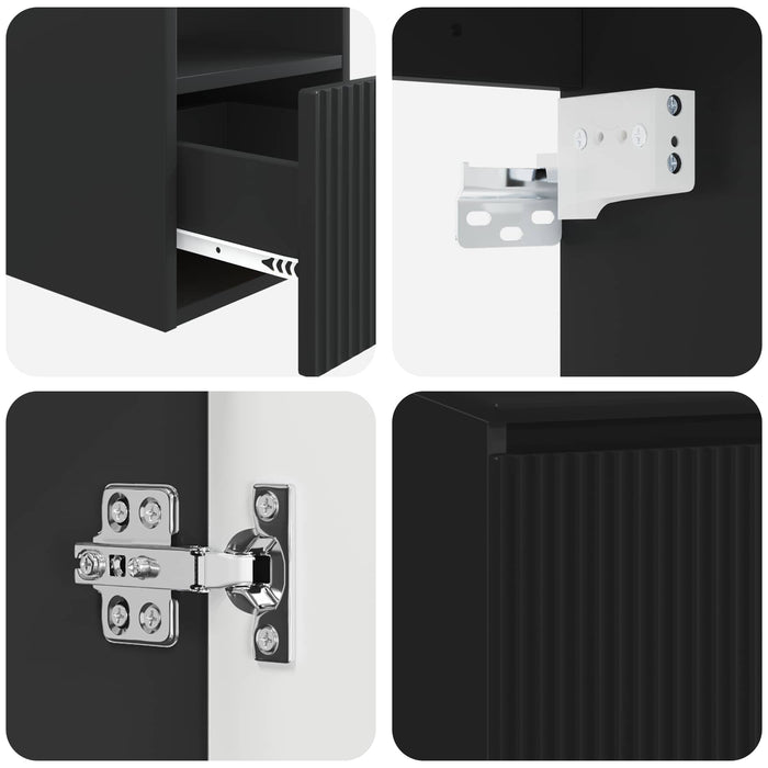 Set de mobilier pentru baie 2 buc. Negru Lemn prelucrat WALTI