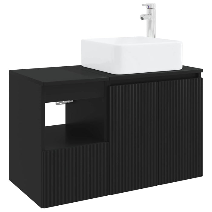 Set de mobilier pentru baie 2 buc. Negru Lemn prelucrat WALTI