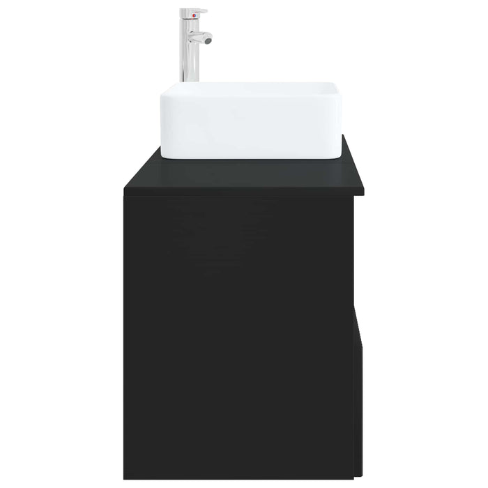 Set de mobilier pentru baie 2 buc. Negru Lemn prelucrat WALTI