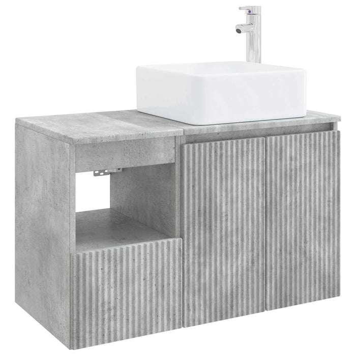 Set de mobilier pentru baie 2 buc. Gri Beton Lemn prelucrat WALTI