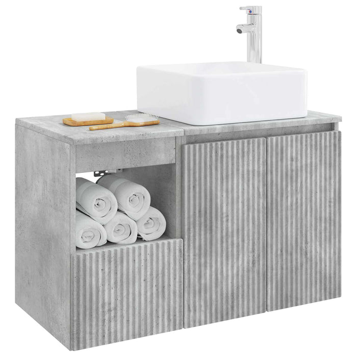 Set de mobilier pentru baie 2 buc. Gri Beton Lemn prelucrat WALTI