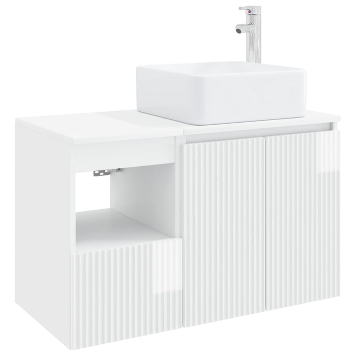 Set de mobilier pentru baie 2 buc. Alb foarte lucios WALTI