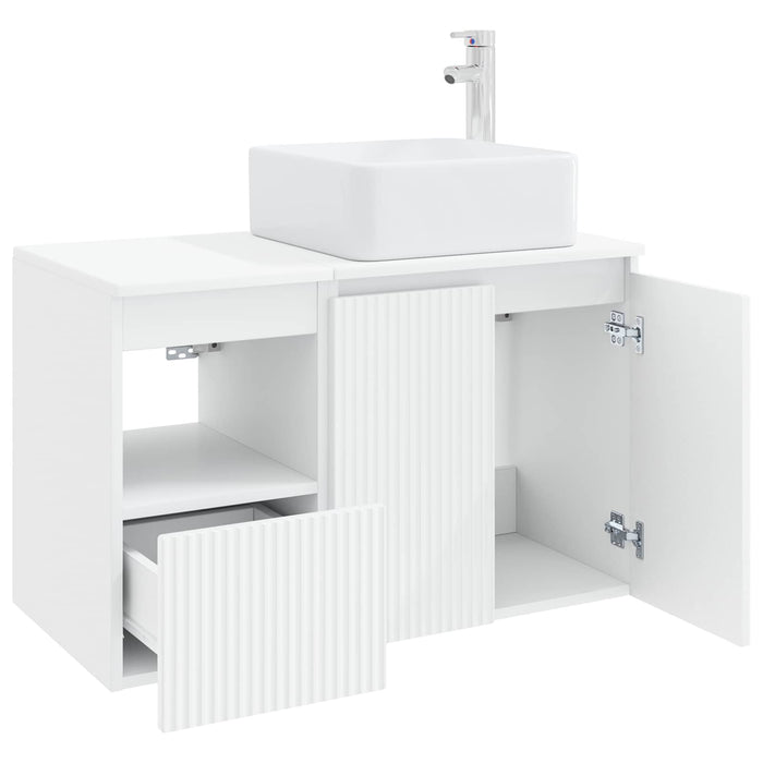 Set de mobilier pentru baie 2 buc. Alb foarte lucios WALTI
