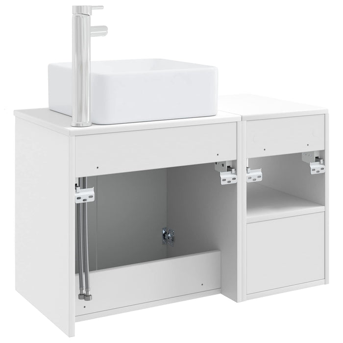 Set de mobilier pentru baie 2 buc. Alb foarte lucios WALTI