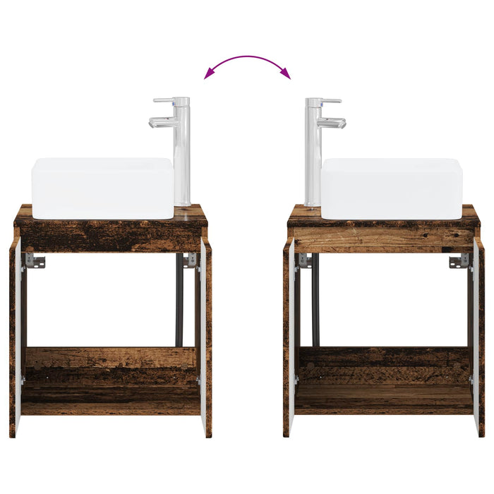 Set de mobilier pentru baie 2 buc. Lemn vechi Lemn prelucrat WALTI