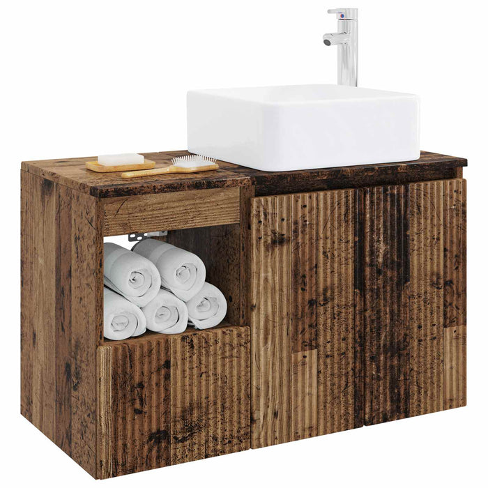 Set de mobilier pentru baie 2 buc. Lemn vechi Lemn prelucrat WALTI