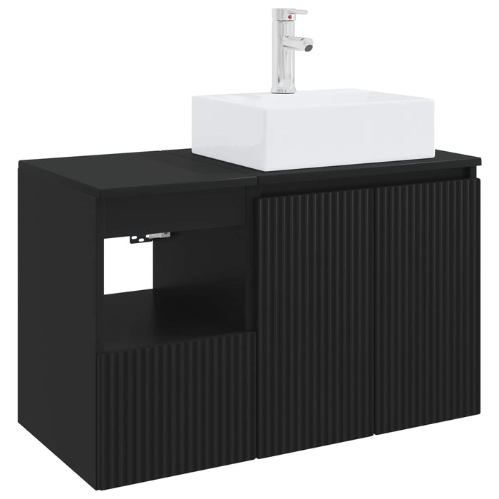 Set de mobilier pentru baie 2 buc. Negru Lemn prelucrat WALTI