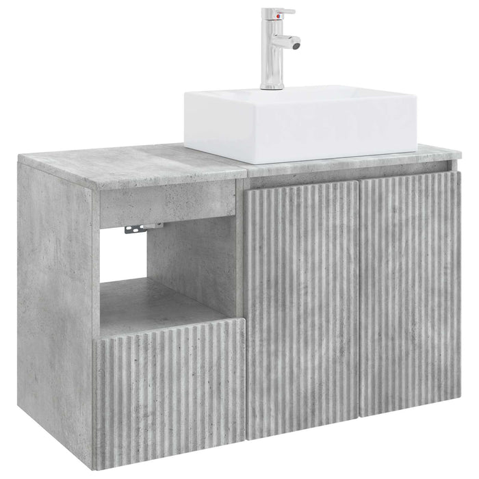 Set de mobilier pentru baie 2 buc. Gri Beton Lemn prelucrat WALTI