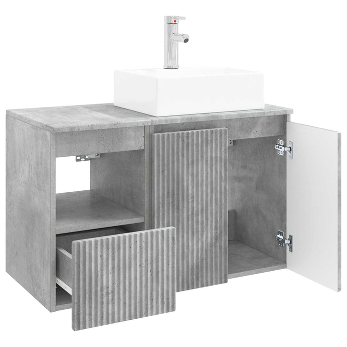 Set de mobilier pentru baie 2 buc. Gri Beton Lemn prelucrat WALTI