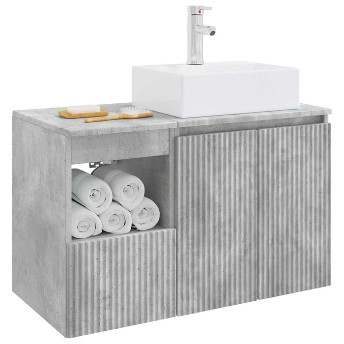 Set de mobilier pentru baie 2 buc. Gri Beton Lemn prelucrat WALTI