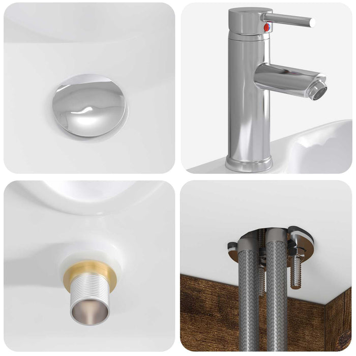 Set de mobilier pentru baie 2 buc. Stejar fumuriu WALTI