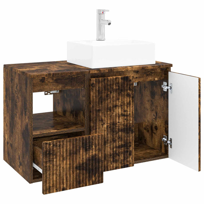 Set de mobilier pentru baie 2 buc. Stejar fumuriu WALTI