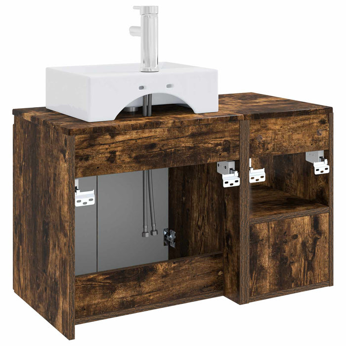 Set de mobilier pentru baie 2 buc. Stejar fumuriu WALTI