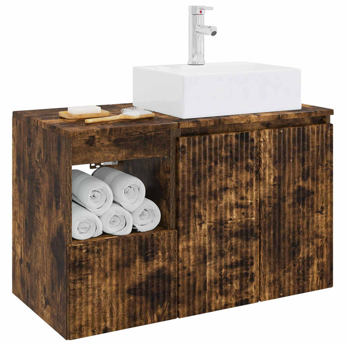 Set de mobilier pentru baie 2 buc. Stejar fumuriu WALTI