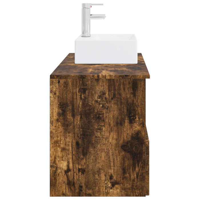Set de mobilier pentru baie 2 buc. Stejar fumuriu WALTI
