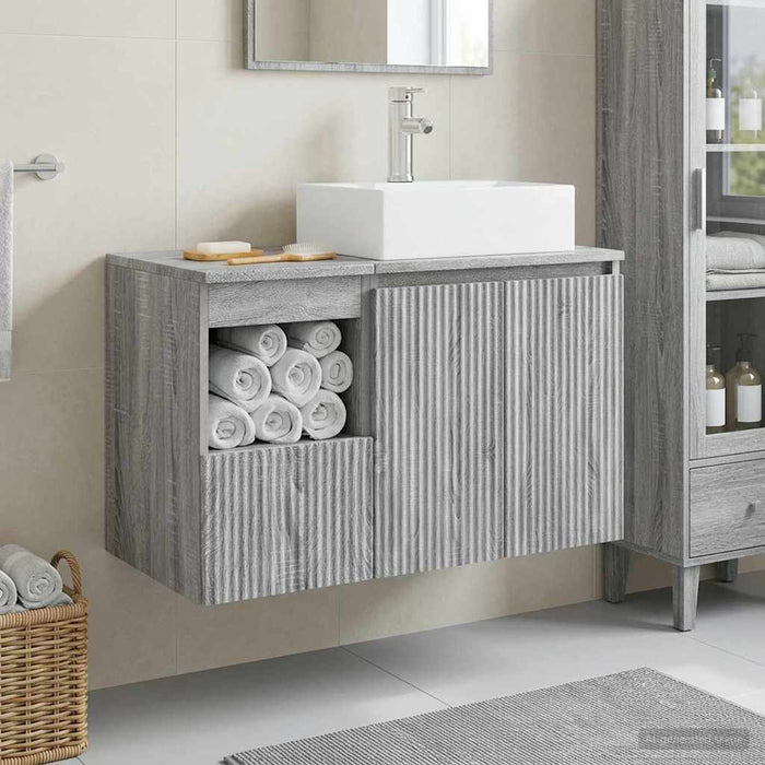 Set de mobilier pentru baie 2 buc. Sonoma gri Lemn prelucrat WALTI