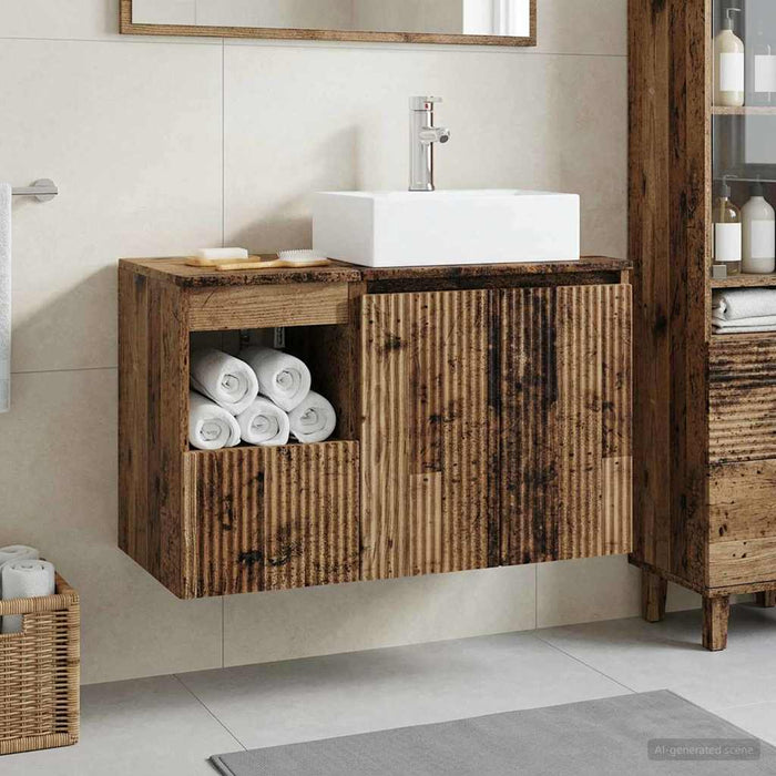 Set de mobilier pentru baie 2 buc. Lemn vechi Lemn prelucrat WALTI