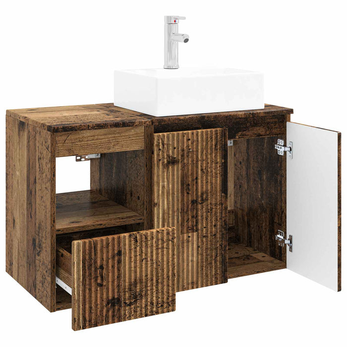 Set de mobilier pentru baie 2 buc. Lemn vechi Lemn prelucrat WALTI