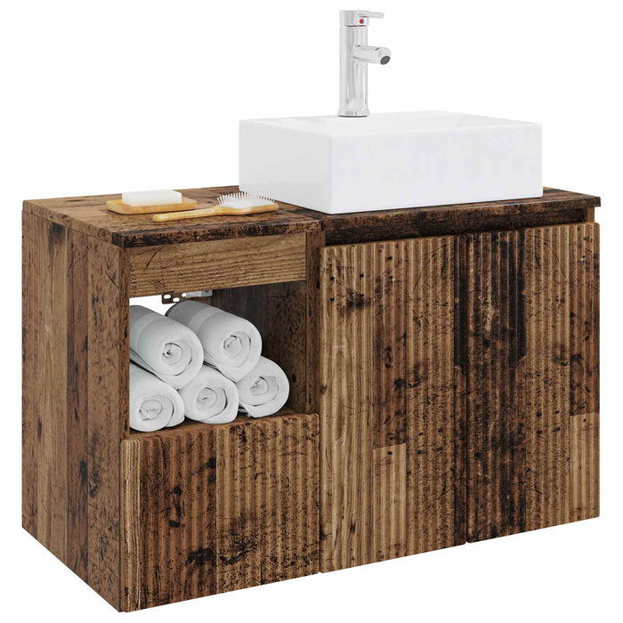 Set de mobilier pentru baie 2 buc. Lemn vechi Lemn prelucrat WALTI