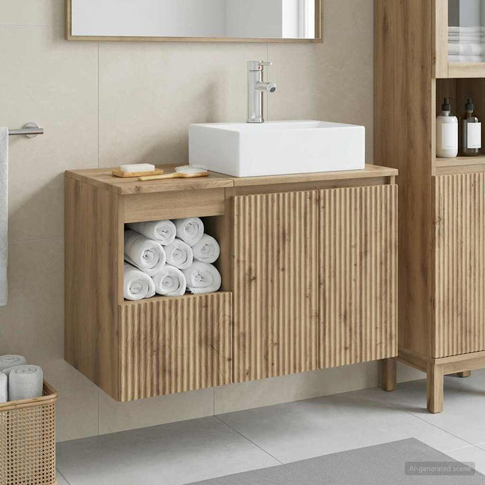 Set de mobilier pentru baie 2 buc. Stejar Artizanal WALTI