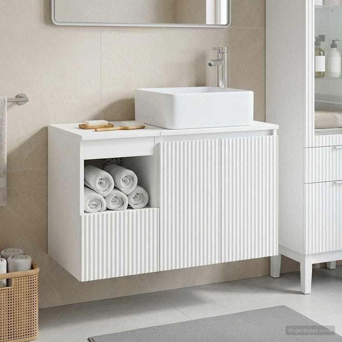 Set de mobilier pentru baie 2 buc. Alb Lemn prelucrat WALTI