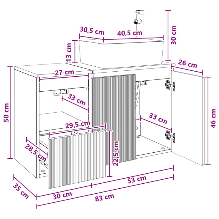 Set de mobilier pentru baie 2 buc. Stejar Sonoma Lemn prelucrat WALTI