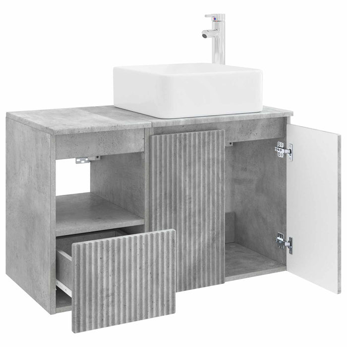 Set de mobilier pentru baie 2 buc. Gri Beton Lemn prelucrat WALTI