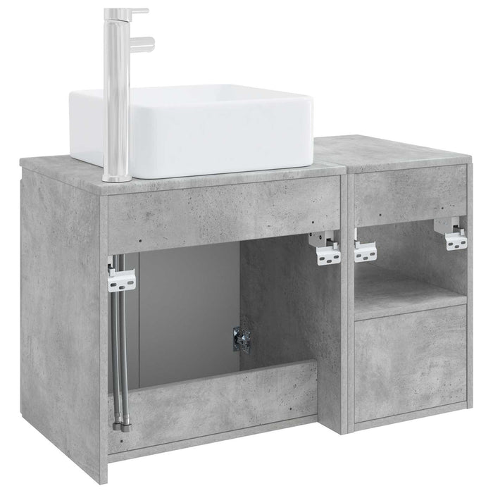 Set de mobilier pentru baie 2 buc. Gri Beton Lemn prelucrat WALTI