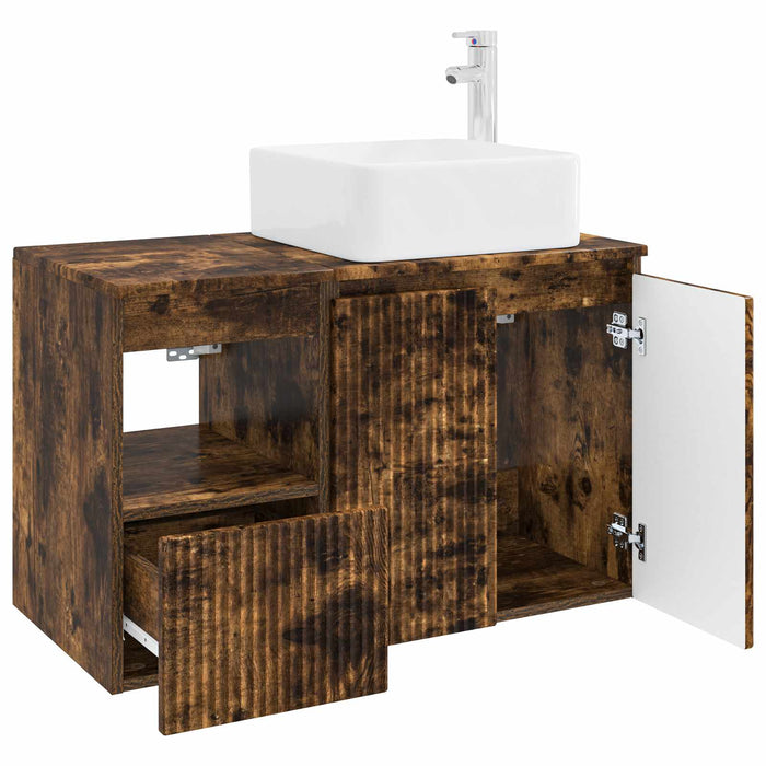 Set de mobilier pentru baie 2 buc. Stejar fumuriu WALTI