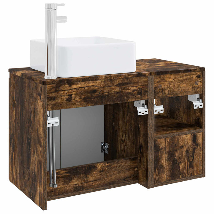 Set de mobilier pentru baie 2 buc. Stejar fumuriu WALTI