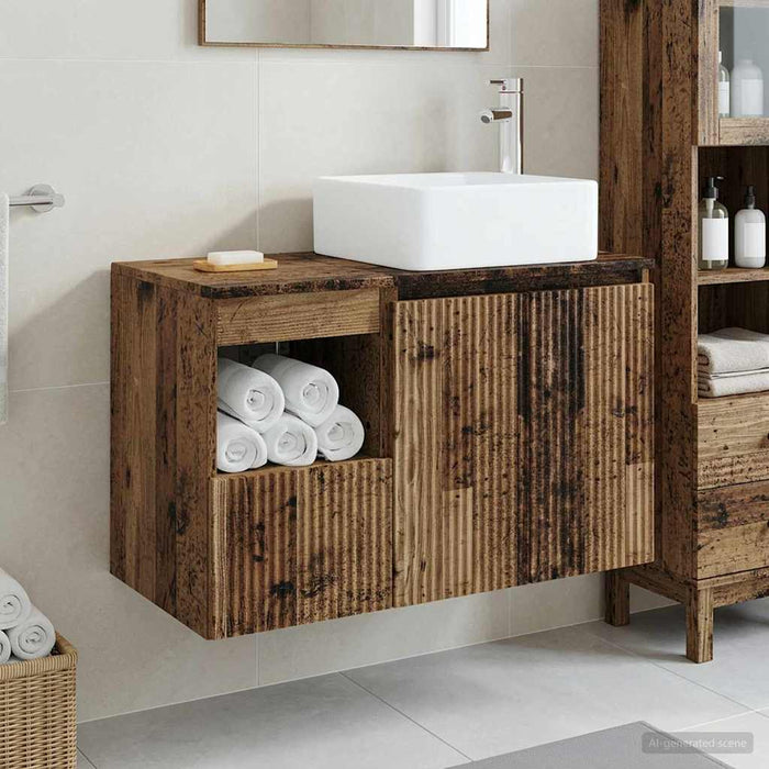 Set de mobilier pentru baie 2 buc. Lemn vechi Lemn prelucrat WALTI