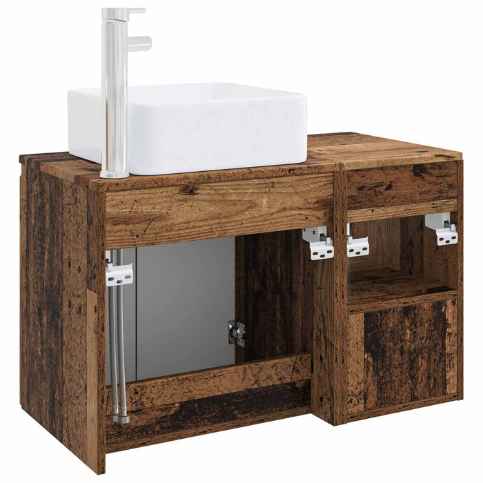 Set de mobilier pentru baie 2 buc. Lemn vechi Lemn prelucrat WALTI