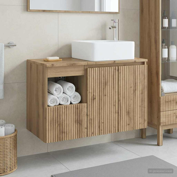 Set de mobilier pentru baie 2 buc. Stejar Artizanal WALTI